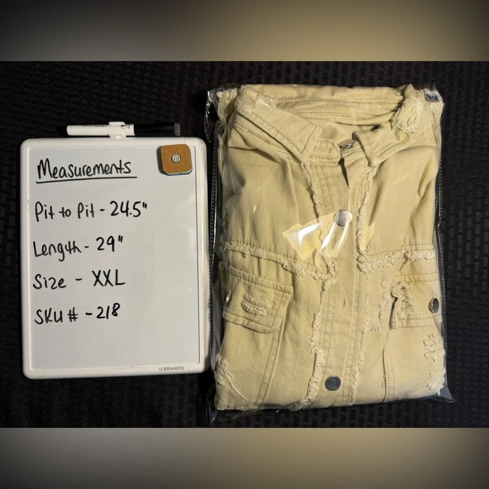 Distressed Tan Denim Jacket - Picture 11 of 11